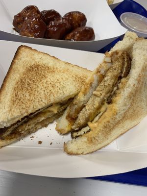 Hangover Chicken Sammy  at Meta Burger in Edgewater