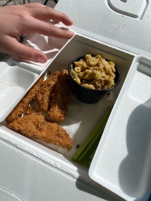 Kids meal chicken tenders with Mac & Cheese at C4Eats in Hollywood