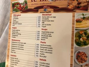 menu at Te Becqua in Sarande