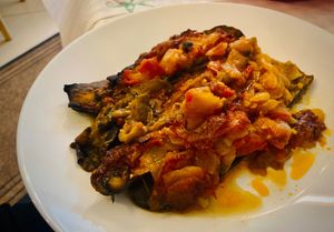 Stuffed eggplant at Te Becqua in Sarande