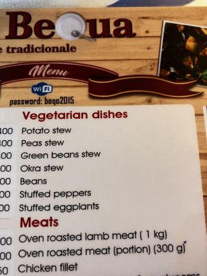 the vegan choices  at Te Becqua in Sarande