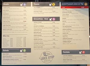 Offerings are named after NYC subway stops  at The Juice Stop in Jupiter
