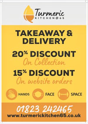 Available Takeaway and delivery Now at Turmeric Kitchen 65 in Taunton