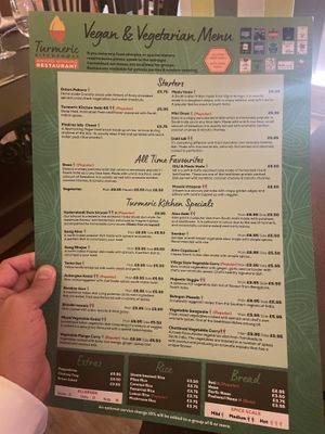 Vegan Menu  at Turmeric Kitchen 65 in Taunton