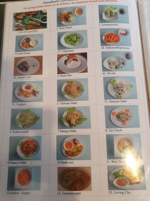 Menu at Loving Hut in Hamburg