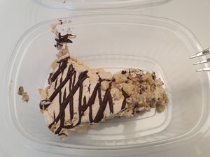 Chocolate creme cake with pudding filling at Loving Hut in Hamburg