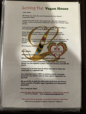 Menu (1/5).  at Loving Hut in Hamburg