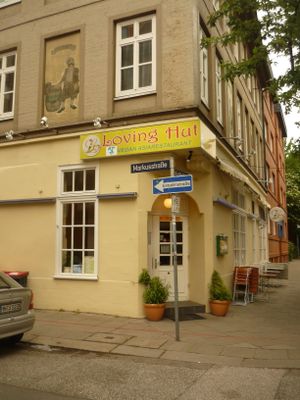 Outside at Loving Hut in Hamburg