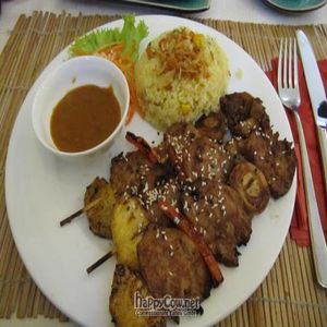 wonderful 'Schashlik'  (grilled skewer dish) at Loving Hut in Hamburg