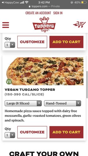 Tuscany at Toppers Pizza in Indianapolis