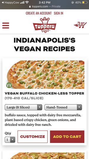 Buffalo chicken at Toppers Pizza in Indianapolis