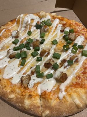 Vegan Buffalo Chicken-less Topper Pizza  at Toppers Pizza in Indianapolis