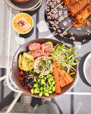 California Poke Bowls with vegan tuna at Golden State Vegan Sushi in Bangkok