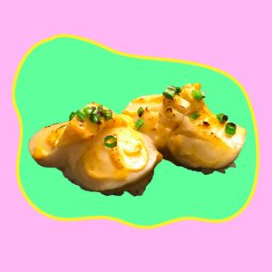 Spicy Hotate Nigiri Sushi 2 pcs at Golden State Vegan Sushi in Bangkok