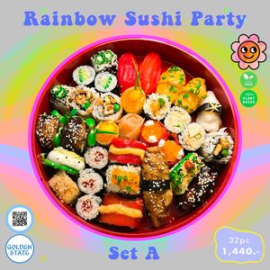 Rainbow Sushi Party Set
(15 Styles of Sushi 32 pcs) at Golden State Vegan Sushi in Bangkok