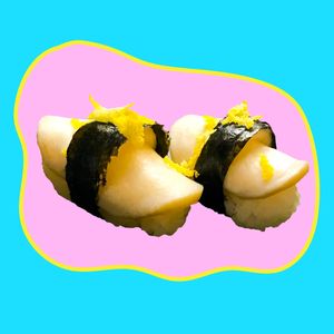 Lemon Hotate Nigiri Sushi 2 pcs at Golden State Vegan Sushi in Bangkok