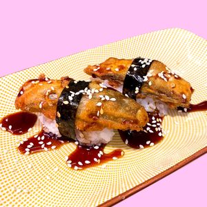 Fish Tempura Nigiri Sushi 2 pcs at Golden State Vegan Sushi in Bangkok