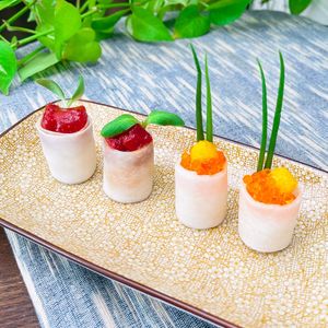 Daikon Rainbow Sushi 4 pcs at Golden State Vegan Sushi in Bangkok