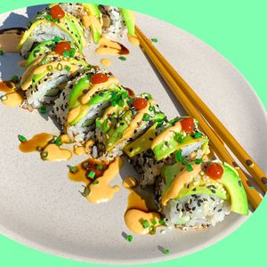 Green Dragon Sushi Roll 8pcs at Golden State Vegan Sushi in Bangkok