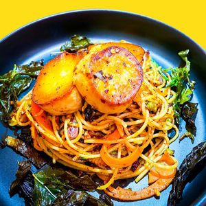 Spicy Scallops Spaghettini  at Golden State Vegan Sushi in Bangkok