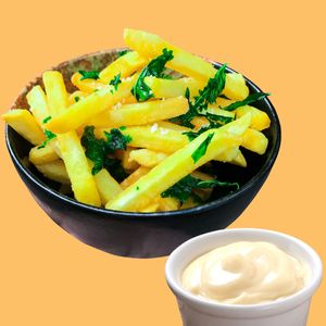 Crispy Basil Fries served with Vegan Mayo at Golden State Vegan Sushi in Bangkok