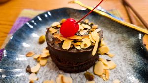 Dark chocolate cake at Golden State Vegan Sushi in Bangkok