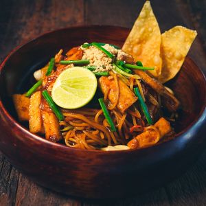 Pad Thai Spaghettini at Golden State Vegan Sushi in Bangkok