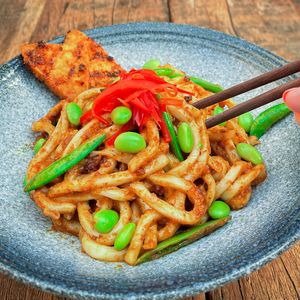 Satay Yaki Udon at Golden State Vegan Sushi in Bangkok