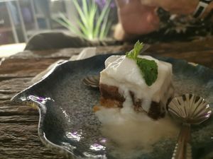 Coconut chocolate cake at Golden State Vegan Sushi in Bangkok