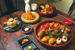 Vegan Sushi Chef's Selection Set (16-piece mixed Nigiri and Maki Sushi) at Golden State Vegan Sushi in Bangkok