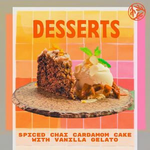 Delicious Vegan Dessert - Spiced Chai Cardamom Cake with Vanilla Gelato at Golden State Vegan Sushi in Bangkok