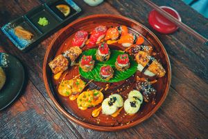 Chef's Selection Sushi Set - 16 piece Mixed Nigiri Sushi at Golden State Vegan Sushi in Bangkok