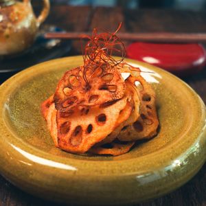 Crispy Lotus - Deep Fry Lotus Root at Golden State Vegan Sushi in Bangkok