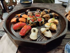 Chef's platter at Golden State Vegan Sushi in Bangkok
