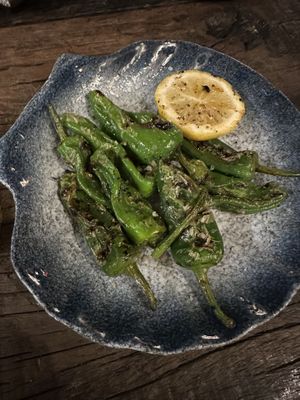 Roasted Shishito peppers   at Golden State Vegan Sushi in Bangkok