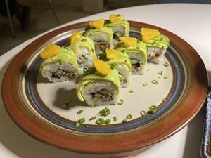 Sushi roll with mango  at Golden State Vegan Sushi in Bangkok
