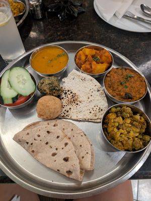 Veg thali set at Ashiana Vegetarian Restaurant in Nairobi