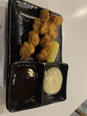 Chicken skewers   at Shizuku Ramen & Craft Beer in Abbotsford