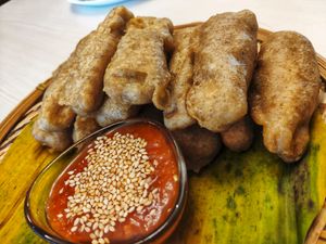 Fried tempeh sticks with homemade sweet sauce at Crown Colony Cuisine in Petaling Jaya