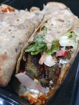 Quinoa falafel wrap with cilantro hummus - okay at The Bodhi Cafe in Mumbai