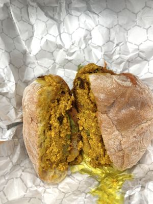 animal breakfast sandwich  at Source Coffeehouse in Bridgeport