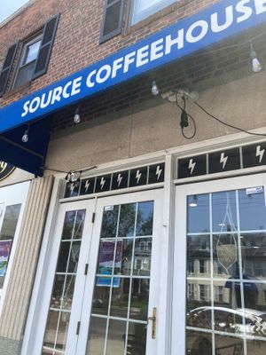 Outside  at Source Coffeehouse in Bridgeport