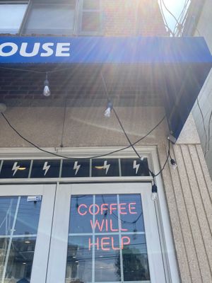 Cute sign  at Source Coffeehouse in Bridgeport