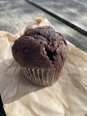 Chocolate muffin vegan at Source Coffeehouse in Bridgeport