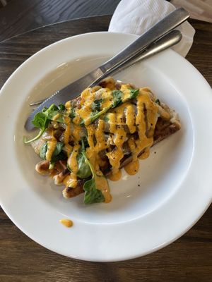 Savory waffles  at Source Coffeehouse in Bridgeport