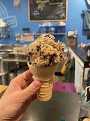 Chocolate gelato and cake cone  at Happy Cones Co in Edgewater