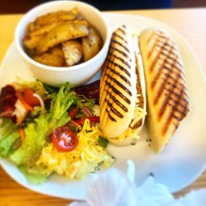 Seitan panini with cajun mayo at Vegan Earth in Ayr
