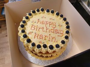 Birthday cake, lemon and blueberry. at Vegan Earth in Ayr