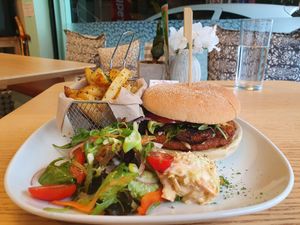 Mega burger at Vegan Earth in Ayr