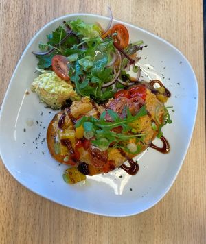 Hummus baked sweet potato   at Vegan Earth in Ayr